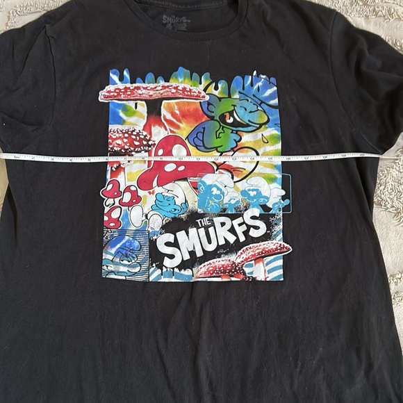 Psychedelic Smurf Mushrooms Tie Dye Black Tee Men’s Size Large - Picture 13 of 15